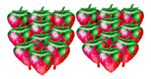 Globos De Fresa, 20 Unidades, Sweet Strawberry Foil Mylar