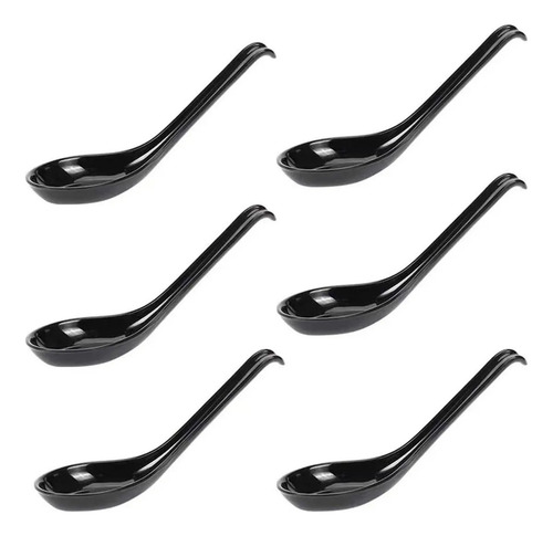 Cucharas Negras Para Sopa De Fideos Ramen, 6 Unidades, Grand
