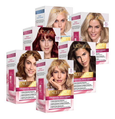 Excellence Creme Loreal Coloración En Crema Tintura X 6 Kits