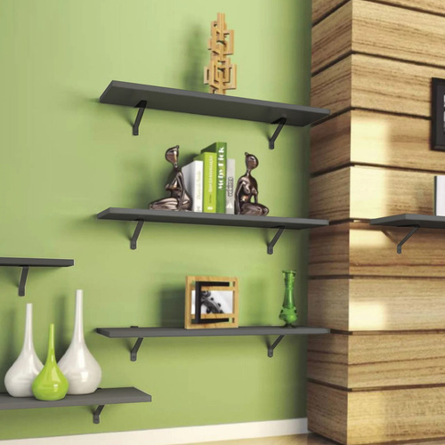 Suporte Vertice Preto 10 Cm Prateleiras Parede Vidro 2 Peças