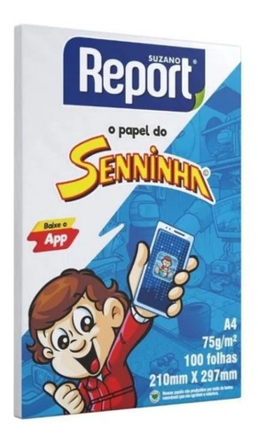 Papel Sulfite Resma A4 100 Folhas Seninha Branco 75g Suzano Multifunção