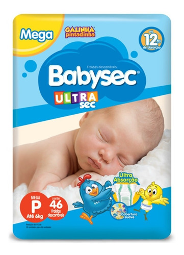 Fralda Galinha Pintadinha P 46 Unidades Ultrasec Babysec