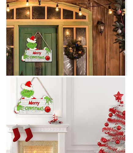 ¡ Letrero Colgante De Madera Grinch En Navidad