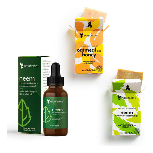 Kit Especial Piel Grasa, Aceite Neem + Jabones Artesanales