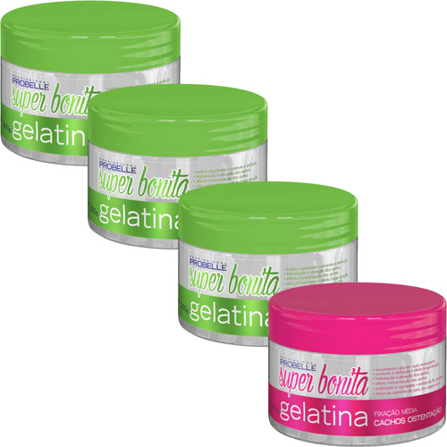 Kit Gelatina Capilar Cachos Ostentação + 3x Babosa Probelle