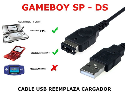 Cable Cargador Usb Gameboy Advance Sp Gba Nds Nintendo Ds