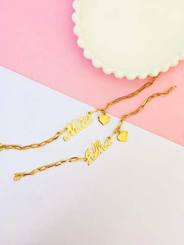 Imagem 3 de 6 de Pulseiras Feminina Dourada Mãe E Filha