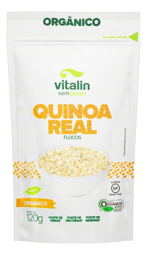 Quinoa Real em Flocos Orgânica Vitalin Pouch 120g