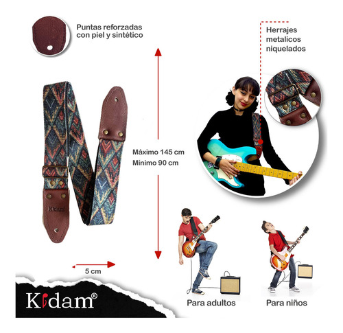 Strap Kidam Yute Tapestry - Thalí Para Guitarra O Bajo Color Multicolot