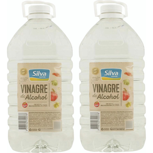  Silva vinagre blanco alcohol pack 2 bidones 5L cada uno 5% acidez