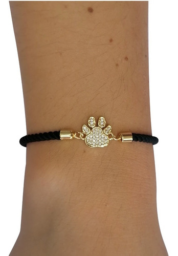 Pulsera Pata Baño De Oro 18k Con Cordón Ajustable