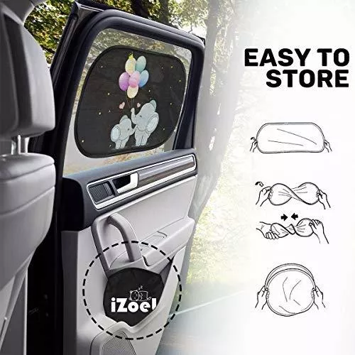 Izoel Car Sun Shade Para Niños Bebés 2 Pack Static Cling Si