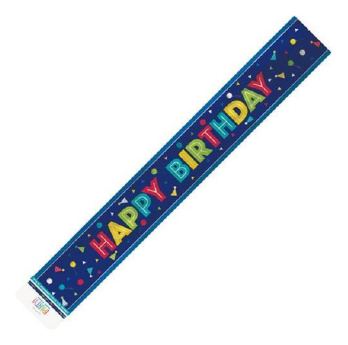 Letrero Banner Met Peppy Feliz Cumpleaños Azul Colores 12ft