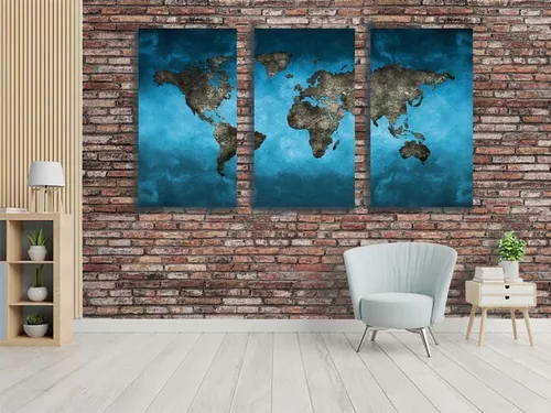 GRUPO DOSDEDOS  Cuadro Decorativo Vintage Mapa Mundi Oceanos Copia 2