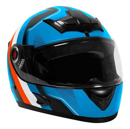 Capacete Para Moto Integral Stronger Faster Fosco Etceter Tamanho Do Capacete 56 Cor Azul/laranja