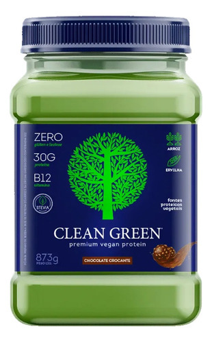 Proteína Vegana Clean Green 873g - Cellgenix Sabor Chocolate Crocante