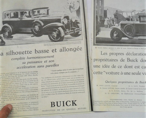 2 Buick 1929 Publicidad Revista No Folleto Antiguo Auto