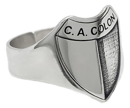 Anillo Escudo Equipo Fútbol Argentina Colón De Santa Fe C - Grande Plata 925