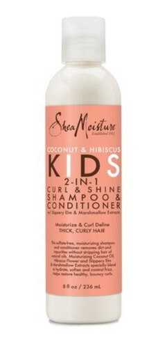 Shampoo 2en1 Coco E Hibiscus Niños Shea Moisture Rulos Rizos