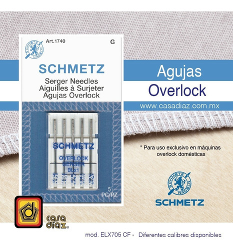 Imagen 2 de 2 de Agujas Schmetz Para Overlock Familiar O Doméstica