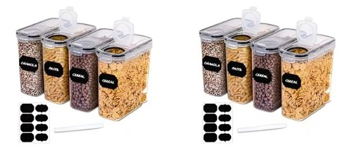 Juego De 8 Recipientes Herméticos De Plástico Para Cereales