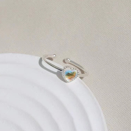 Anillos De Plata 925 Corazón Anillo Ajustable Anillos Mujer