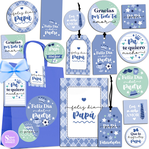 Kit Imprimible Día Del Padre Tags Etiquetas Tarjetas Sticker