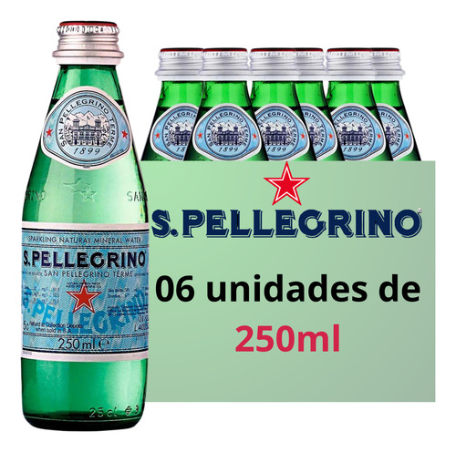Água Italiana San Pellegrino Com Gás 250ml Kit 6 Unidades