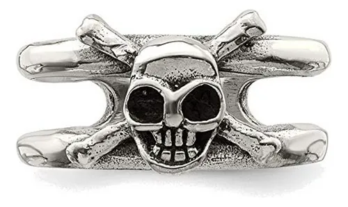 Anillo De Plata Maciza Con Calavera Antigua, Talla 11.