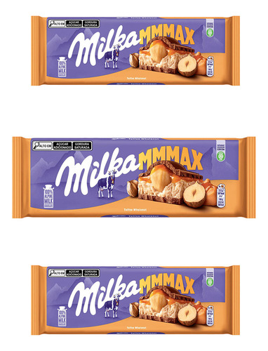 Chocolate Milka Caramelo E Avelãs Grande Kit 3 Barras 300g