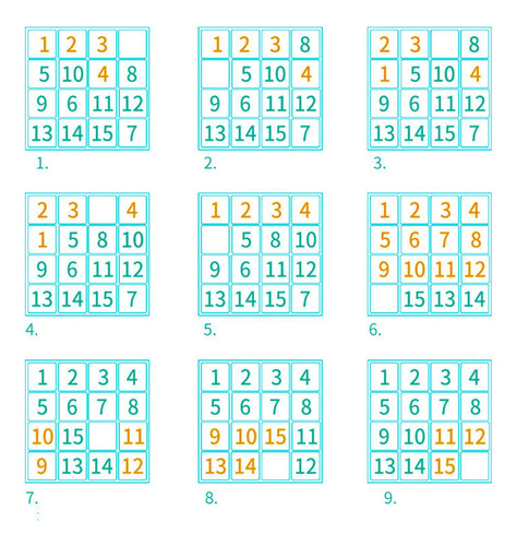 15 Slides Número Quebra-cabeça Jogo De Matemática Amarelo