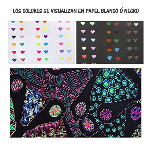 Imagen 3 de 6 de 24 Plumas De Gel Colores Neon Y Glitter (con Brillo)