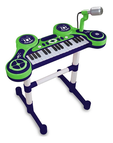 Piano Eletrônico Verde Infantil Com Microfone Unik Pe1806-m