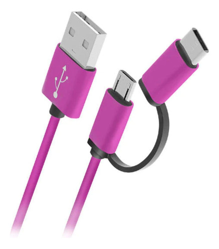 Cable Micro Usb Y Usb-c 2 En 1 Rosado - Revogames