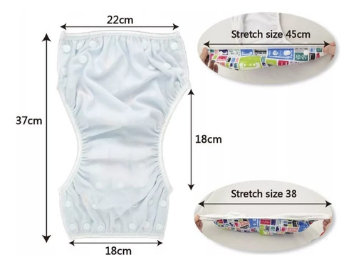 Pañal Para El Agua De Tela Reutilizable Ecologico Hasta 18kg