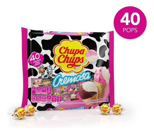 Chupa Chups Paleta De Caramelo Cremosa 2 Sabores 40pz 480gr