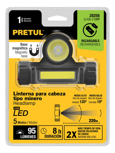 Linterna De Minero Led Con Imán Pretul 28256