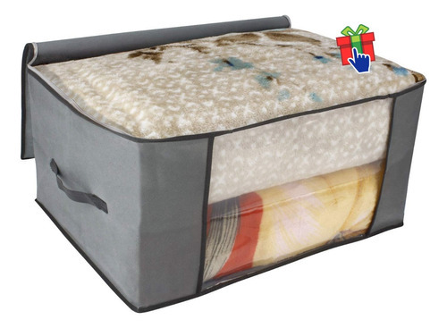 Imagen 3 de 8 de Set X4 Organizadores Ropa Cama Tela Cierre 60x45x30cm