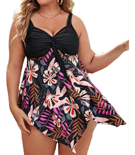 Bañador Mujer Bikini Talla Grande Floral Color Sólido .