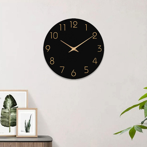 Reloj De Pared De 12 Pulgadas, Redondo, De Madera, Con Negro