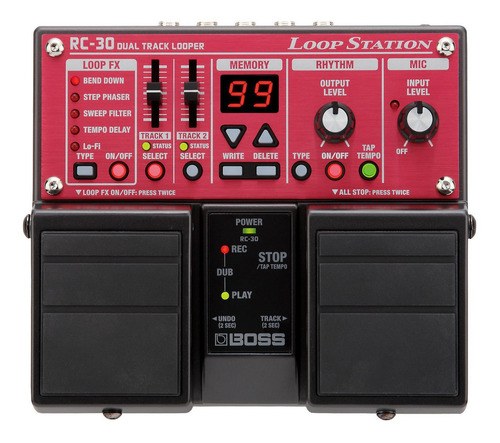 Imagen 2 de 3 de Pedal de efecto para instrumento de cuerda Boss RC Loop Station RC-30 rojo