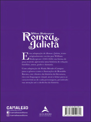 Romeu E Julieta, De Shakespeare, William. Editorial Camaleao Editora, Capa Mole, Edição 2024-01-31 00:00:00 Em Português