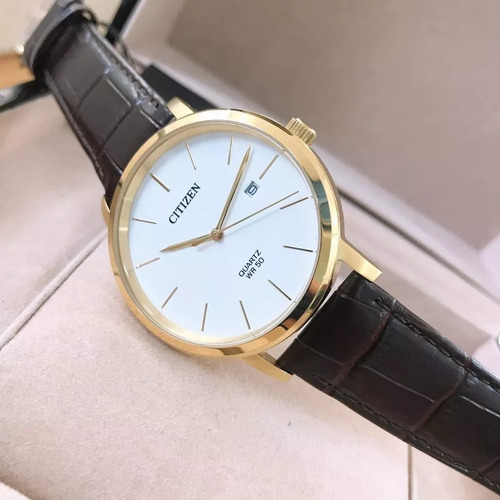 Citizen Gold Leather Quartz Bi5072-01a