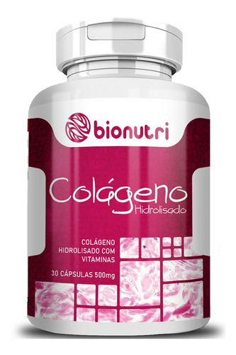 Colágeno Hidrolisado Com Vitaminas 30 Cápsulas 500mg Sabor Natural