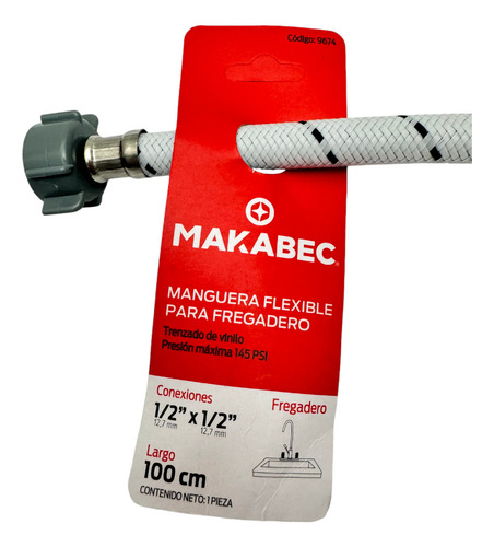 Manguera Vinilo P/fregadero 1/2 X 1/2 100cm Makabec Color Blanco