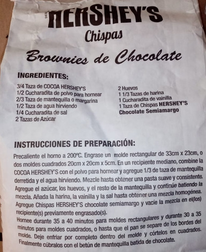 30 Kg Chispas De Chocolate Semi Amargo Hershey Horneable