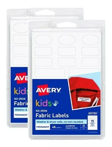 Avery No-Iron Clothing Labels, Assorted Shapes & Sizes, 45 Labels