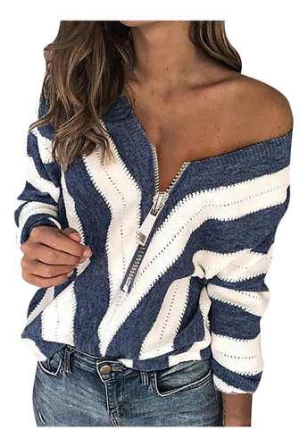 F Sweater Blusa De Seto De Empalme Casual Para Mujer Suelta