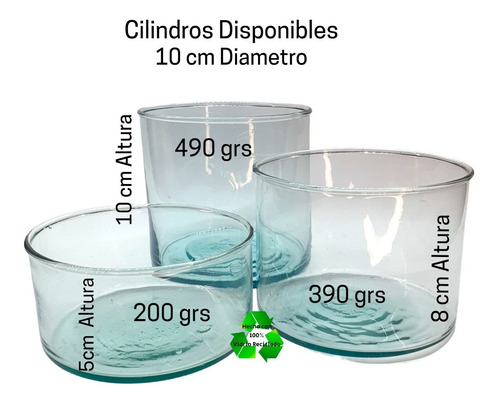 Frascos / Cilindros 10x5cm (200grs) Para Veladoras Paq 36pz