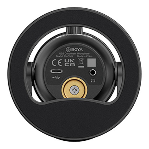 Microfone de mesa multipadrão Boya by-CM5 com cor de monitoramento preta
